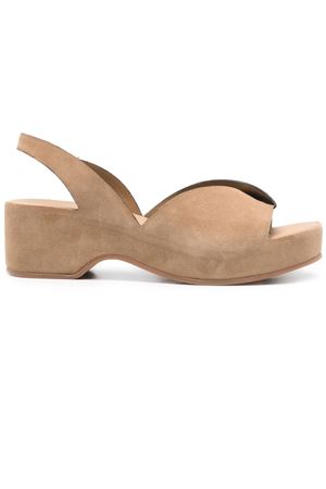 Sandali slingback in pelle scamosciata beige DEL CARLO | 11730GRANO